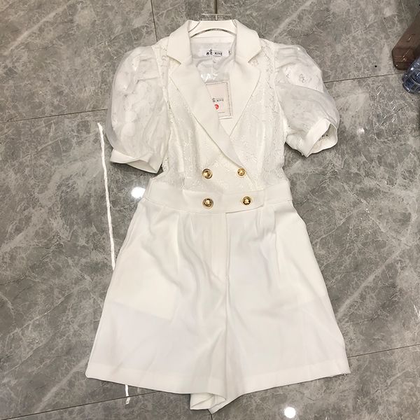 

deat 2020 new summer fashion casual patchwork button solid loose temperament shorts romper women sd807, Black;white