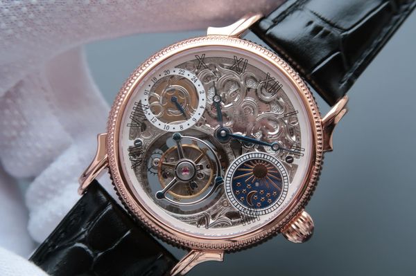 

N 2019 new luxury watch 42 mm diameter gmt di play moon pha e tar tourbillon manual coaxial tourbillon movement