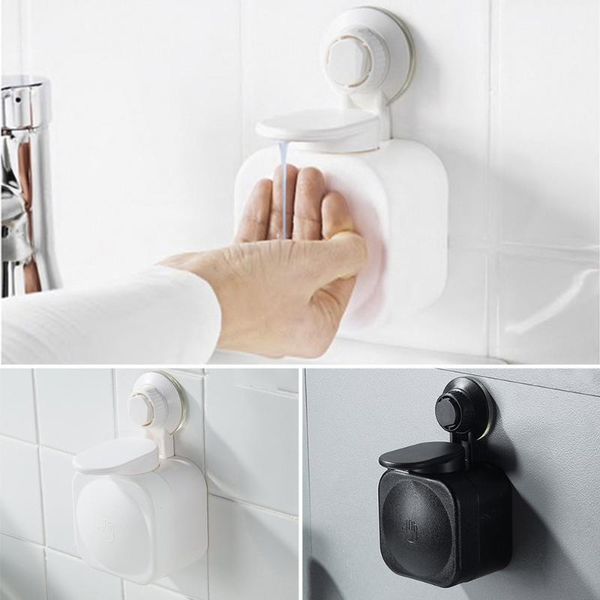 

1pc liquid soap dispenser wall mounted black /white square kitchen bathroom accessories no drilling soap dispenser dropshipping