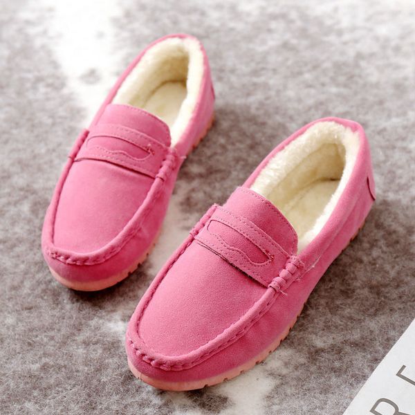 

here women shoes warm thick plush slip-ons loafers ready stock plus size cute leisure fashion work winter student woman shoes, Black