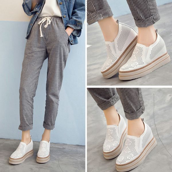 

2020 spring and autumn increase hollowed out breathable female walking shoes students thick bottom sports shoes women zp-324