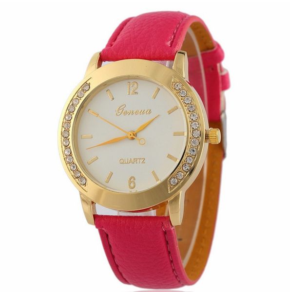 

fashion leather geneva brand watch 2019 selling women dress watch ladies bracelet rhinestone watches witb box, Slivery;brown
