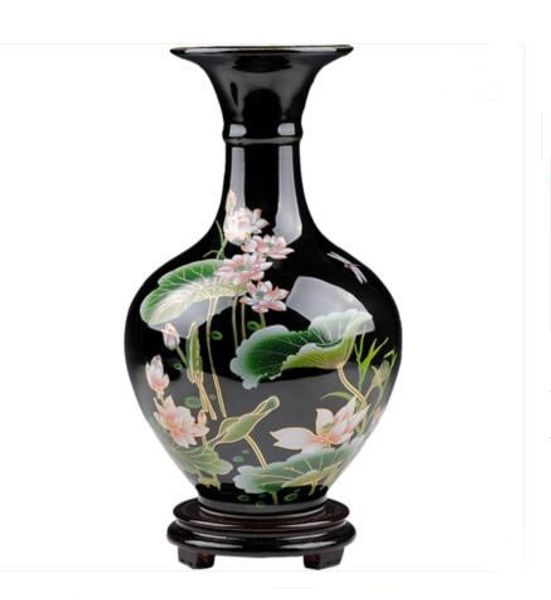 

chinese black ceramic home decoration accessories hand painted vase decoration living room entrance home decorations