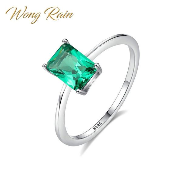 

wong rain classic 100% 925 sterling silver emerald gemstone wedding engagement white gold simple ring fine jewelry wholesale, Golden;silver