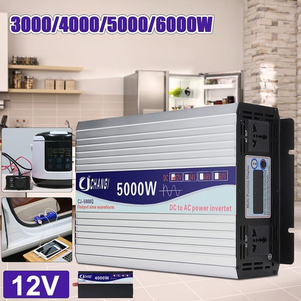 

inverter 12v 220v 3000/4000/5000w/6000w voltage transformer pure sine wave power inverter dc12v to ac 220v converter led display