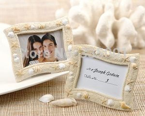

wedding gift and giveaways--'seaside' sand and seashell place card holder p frame wedding favors 250pcs/lot
