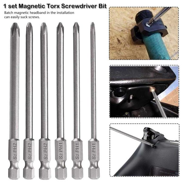 

screwdriver drill bits magnetic torx screw driver 1/4" hex shank hand tools cross head bore hole 50mm 75mm 150mm