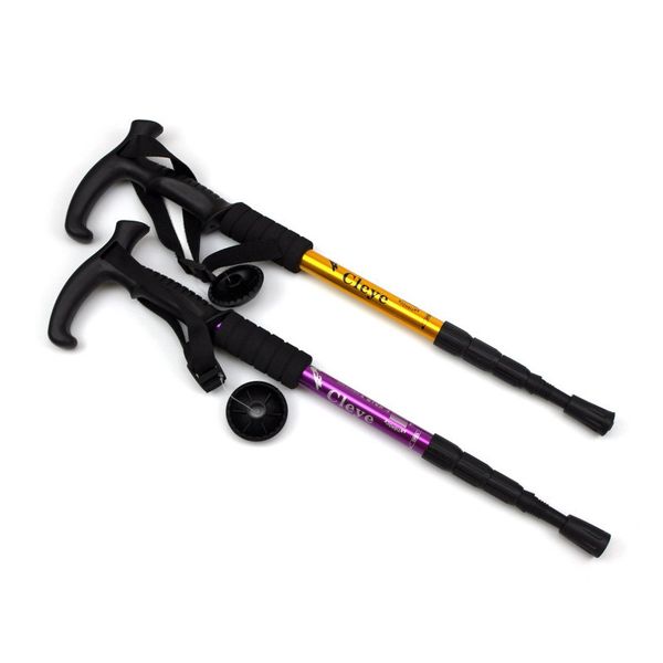

lightweight trekking pole 4 sections t handle aluminum 50-110 cm alpenstock walking stick hiking treking camp, Silver