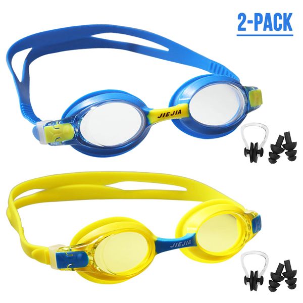 

2 pcs kids swimming mask anti-fog anti-uv swimming goggles underwater mask for snorkeling for age 3-10 years scuba diving