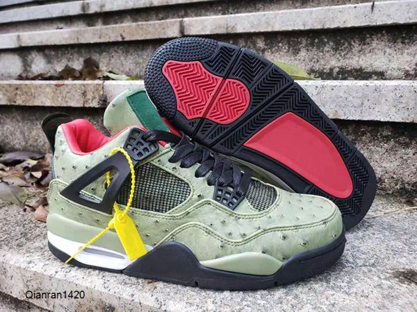 

new style travis x 4 houston green ostrich veins men basketball shoes 4s cactus jack black red mens designer sports sneaker
