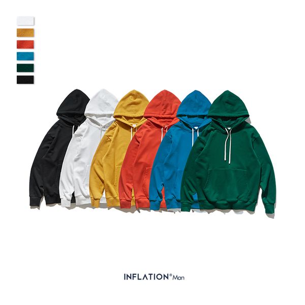 

inflation men streetwear solid hoodies men hoodies sweatshirts 2020 fashion style cotton 9602w, Black