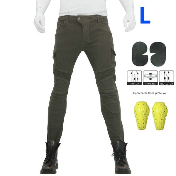 

motorbike jeans denim army green moto trousers combat pants w/ protection pads, Black;blue