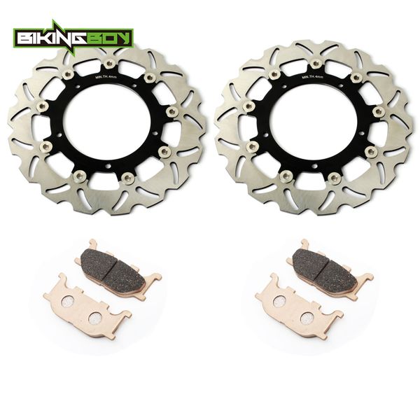 

bikingboy for yamaha fz6 / fazer fz 600 s 2004 2005 2006 04 05 06 wavy / round front brake discs disks rotors pads