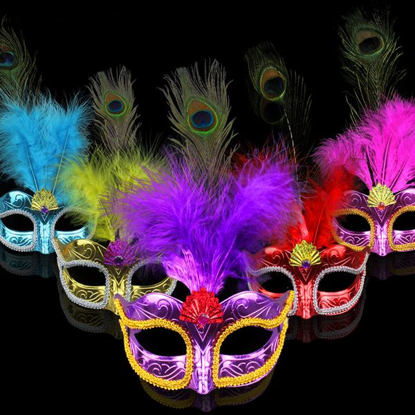 

peacock feather mask masquerade party cosplay costumes halloween feather plastic masks