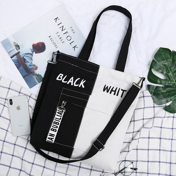

patchwork crossbody canvas cloth bag color collisionwoman single shoulder shopping bags reusable eco shopping bag bolsas de tela