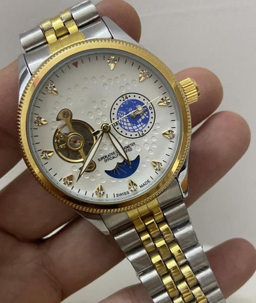 

men's brand watch calendar crescent display dial men's mechanical watch automatic date 40mm luxury tourbillon fashion watch
