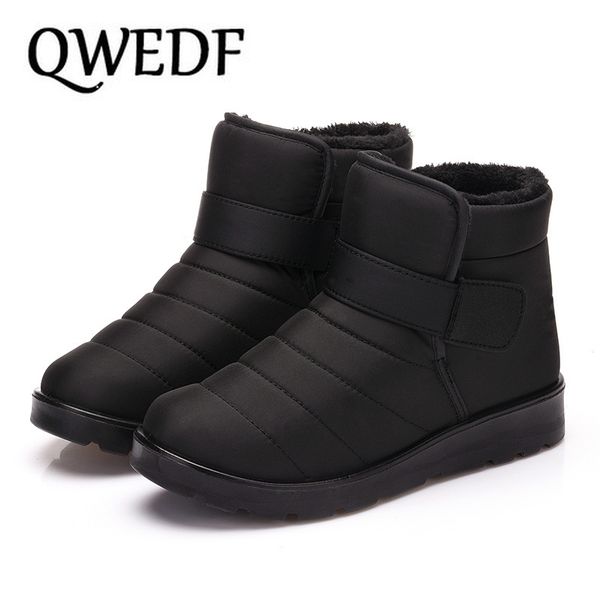 

qwedf new fashion men winter shoes solid color snow boots plush inside bottom keep warm waterproof ski boots size 39-46 g9-46, Black