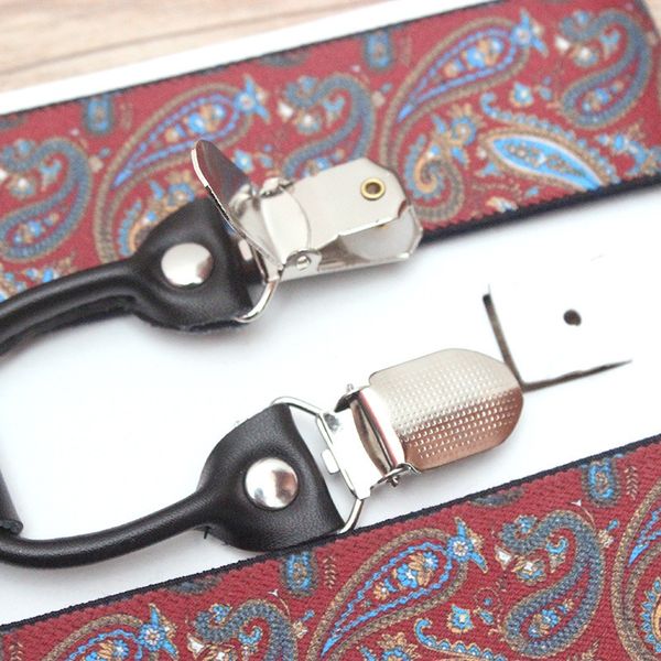 

fashion 4 clip real leather elasticity suspenders cashew nuts scottish lattice camouflage stripe polyester men women gift, Black;white