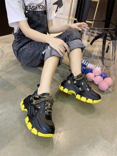 

fashion brand women's shoes luxury platform boots p home dad shoes couple wild color matching sports casual shoes large size 35-45 a22, Black