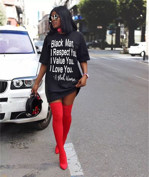 

women letter tshirt dress summer short sleeve crew neck loose casual dresses ladies pullover clothes, Black;gray