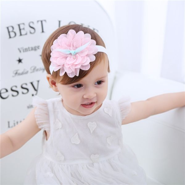 

new korean girls hair accessories baby elastic lace flowers headbands newborn infant hair bands kids headwear, Slivery;white