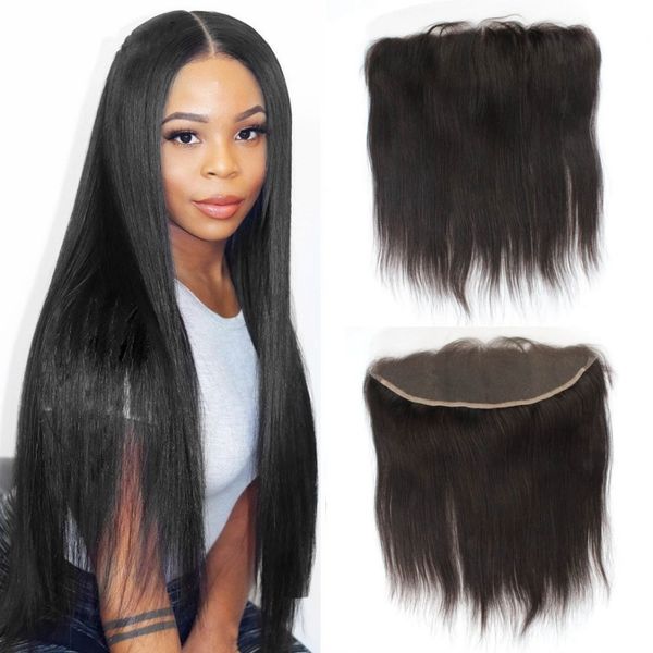 

прямые кружева фронтальной закрытие средние коричневый шнурок фронтальные индийские человеческие волосы 13x4 ухо до уха фронтального, Black;brown