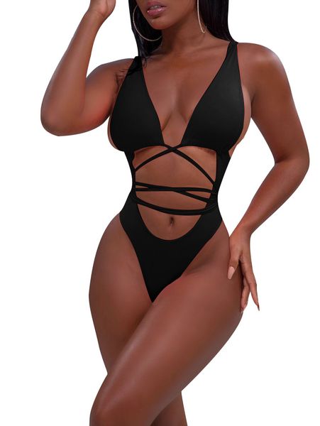 

2018 new summer swimwear women's bandage one piece swimsuit monokini beach bikini maillot de bain femme wholesale