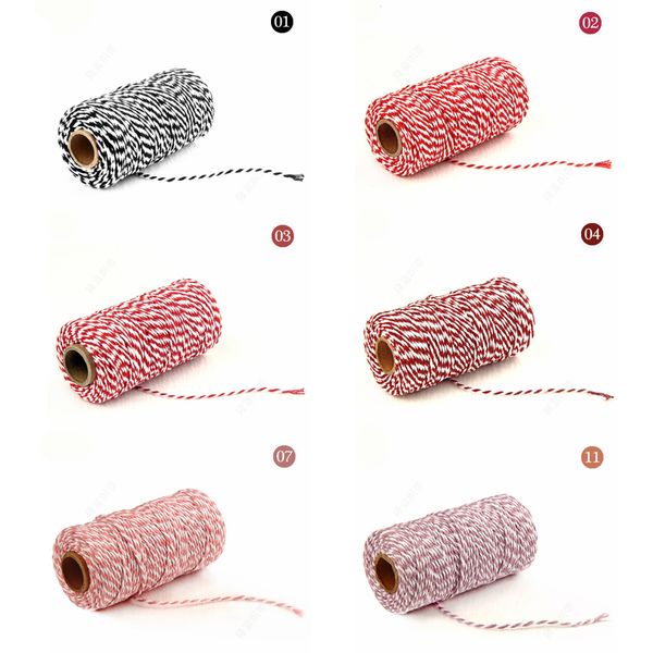 

double-color cotton rope twine thread diy handmade supplies packing decoration rustic craft gift packaging accessories, Black;white