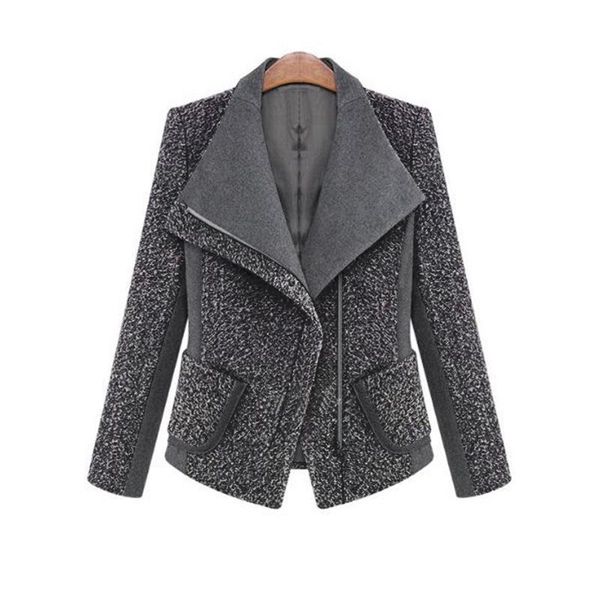 

2018 women autumn winter coat jacket fashion classic wool blends lapel outwear black gray work suit plus size coats jackets
