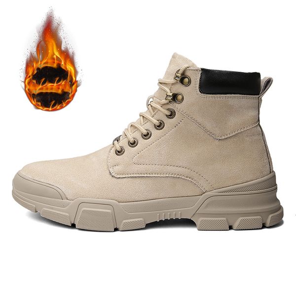 

men boots men winter shoes plus size 38-44 warm ankle botas hombre for leather winter boots shoes plush sneakers mens, Black