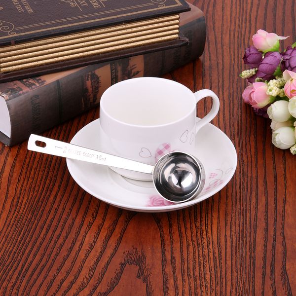 

15ml/30ml metal measuring spoon coffee scoop thicken stainless steel smooth long handle tablespoon milk spoons kitchen bar tools