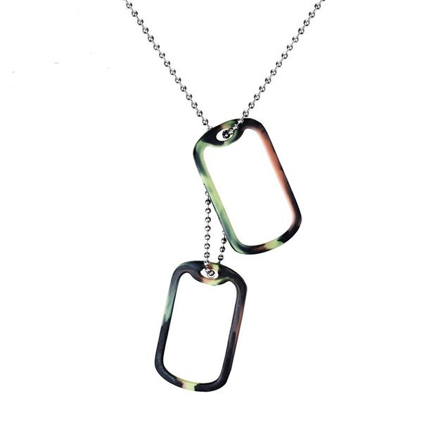 

white multicolor fashion men's 2 tags pendant necklace stainless steel link chain necklace jewelry gift for men boys j725, Silver