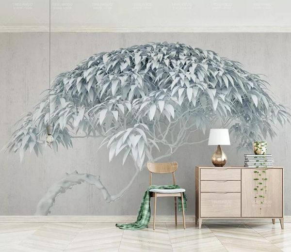 

self-adhesive] 3d blue-gray tree 183000 wall paper mural wall print decal murals