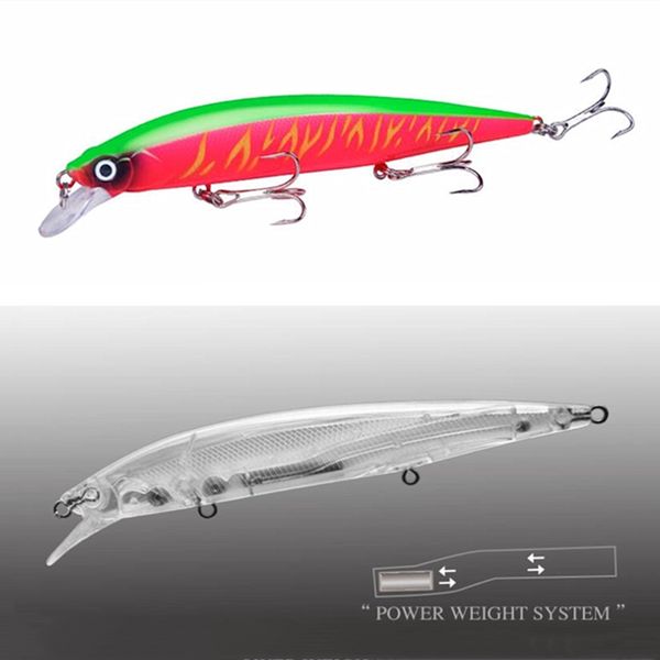 

1pcs fishing lure minnow 14cm 18.3g hard bait crankbait with 3 fishing hooks tackle 3d eyes artificial wobbler bass pike