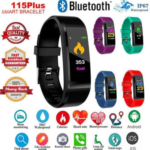 

smart wristband bracelet fitness heart rate tracker step counter activity monitor band waterproof wristband for ios android 115 plus