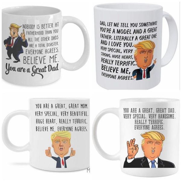 Donald Trump Tassen „You Are A Great Mom Dad“, Keramik, kreativer Kaffee-/Wasserbecher, Trump-Wein-Keramikbecher, Mutter-Erntedankfest-Geschenk C291