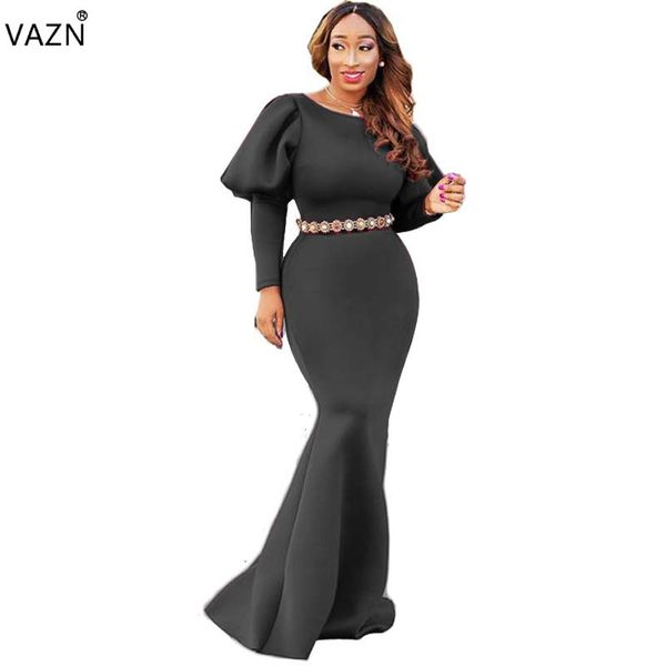 

vazn autumn slim temperate fashion women mermaid dress solid o-neck full sleeve lady bodycon maxi dress tjm9303, Black;pink