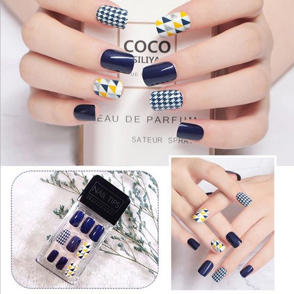 

new women girls nail stickers flower stripes wave line nail art decor fake, Black