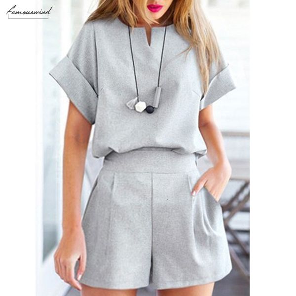 

лето женщин v образный вырез с коротким рукавом костюмы tops с коротким рукавом с рыхлыми шортами нижнее наборы перевозка груз падение хорош, White