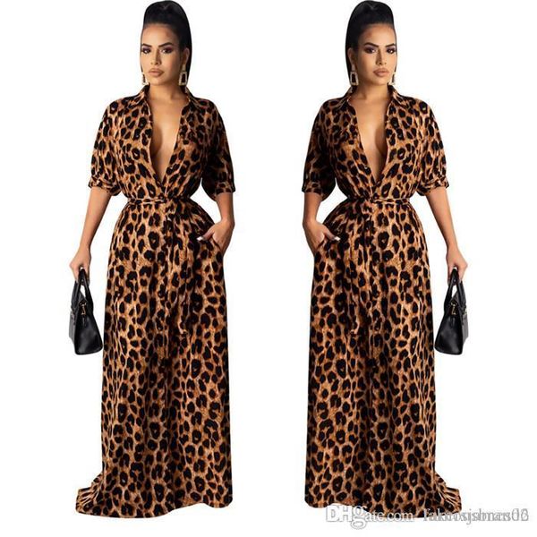 

maxi dresses autumn v neck half sleeve female clothing fashion style casual apparel womens leopard desinger, Black;gray