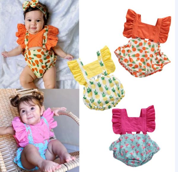 

новорожденный детские ребёнки одежда цветочные комбинезон повседневный сборки bodysuit summer эпикировка женский пляжный костюм set, Blue