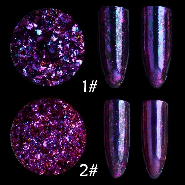 

1 box chameleon flakes magic multi chrome nail glitter sequins nail art gel manicure supplies cd88, Silver;gold