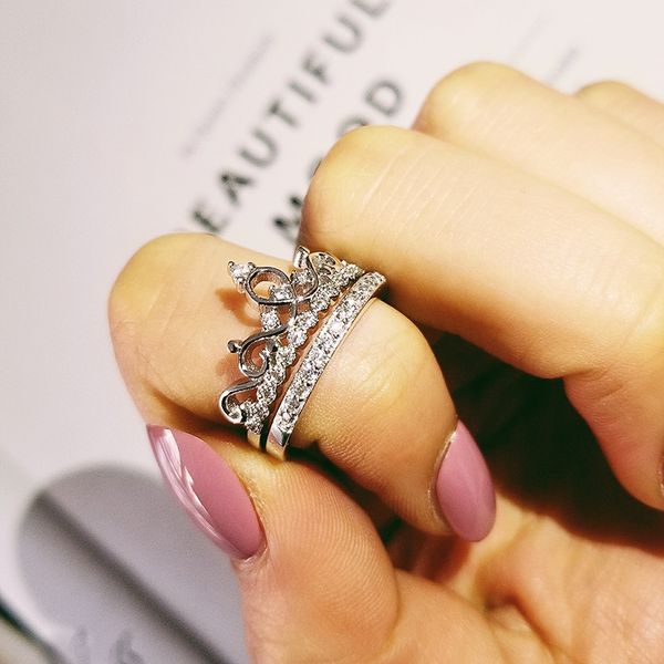 

2019 new retro round original 925 sterling silver wedding ring set for women lady anniversary gift jewelry bulk sell r5147s
