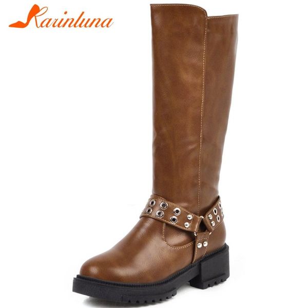 

karin elegant lady office casual party prom winter boots buckle belt slip on boots women round toe shoes woman, Black