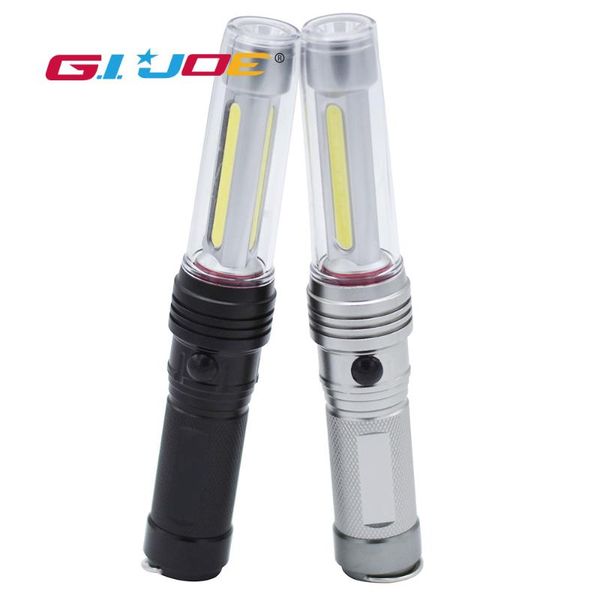 

portable lanterns gijoe cob hand-held work light led torch by 3* battery aluminum alloy case with magnetic hook waterproof spotlight