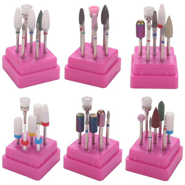 

7 pieces nail ceramic tungsten steel alloy grinding head set grinding machine dedicated grinding head brush polishing tool, Silver