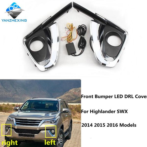 

brand new high-quality front bumper led drl cover for highlander sw4 2014 2015 2016 led daytime running fog lamp cover