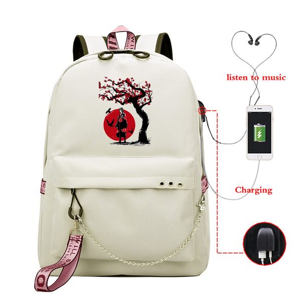 

usb cable backpack women shoulder bag naruto anime backpacks female school bagpack bag for teenage girl travel bookbag sac a dos