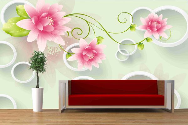 

european fashion 3d stereo fresh flower circle mural wallpaper tv living room sofa bedroom study background wallpaper
