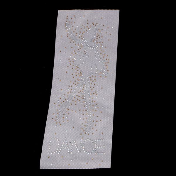 

iron on rhinestone dress shirts motif applique fix patches dancing girl design, Black